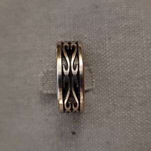 Two Tone Scroll Viking Stainless Steel Wedding Band Size 9.5